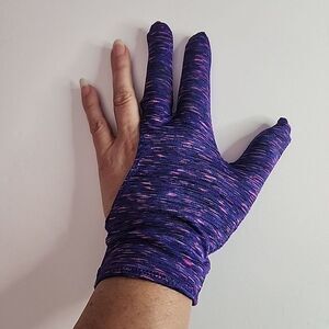 3 Finger Pool Billiards Glove Left‎ Hand Size Medium Purple Pink Stripe